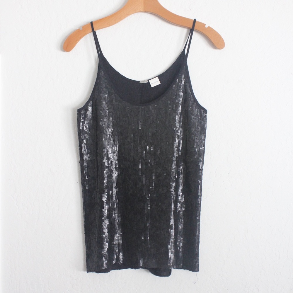 NWOT CHAN LUU BLACK SEQUIN TOP